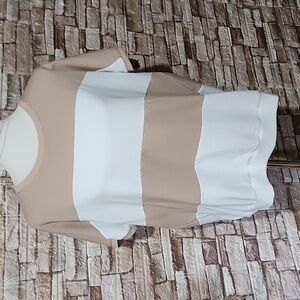Lalita  Tan and White Striped Short Sleeve